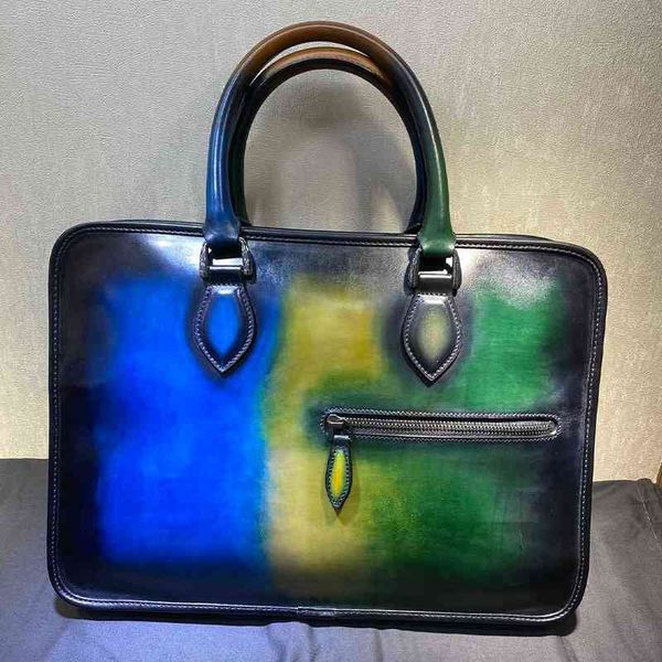 briefcase men's simple leather manual business trip computer bag large capacity color changing handbag
briefcase men's simple leather manual business trip computer bag large capacity color changing handbag