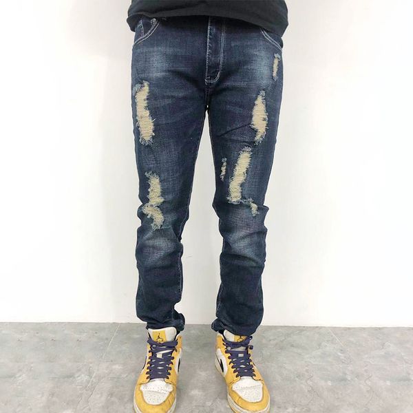 summer fashion brand stretch jeans men's slim feet thin pants korean the trousers have holes, Blue
summer fashion brand stretch jeans men's slim feet thin pants korean the trousers have holes, Blue