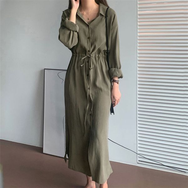 turn down collar full single breasted drawstring bandage waistband slim solid dresses for women 210421, Black;gray
turn down collar full single breasted drawstring bandage waistband slim solid dresses for women 210421, Black;gray