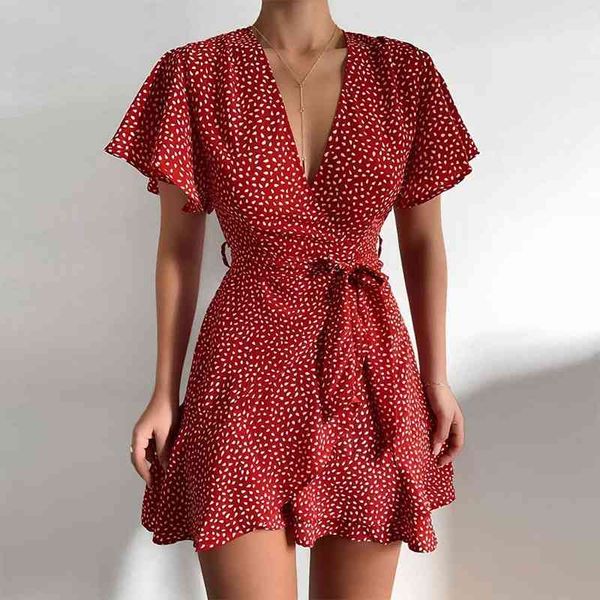 casual dresses summer women butterfly sleeve polka dot floral print v neck high waist sashes vintage female mini red vestidos d21l, Black;gray
casual dresses summer women butterfly sleeve polka dot floral print v neck high waist sashes vintage female mini red vestidos d21l, Black;gray