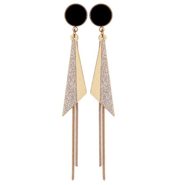 stud 316l stainless steel frosted triangle earrings female atmosphere exaggerated tassel long no fade, Golden;silver
stud 316l stainless steel frosted triangle earrings female atmosphere exaggerated tassel long no fade, Golden;silver