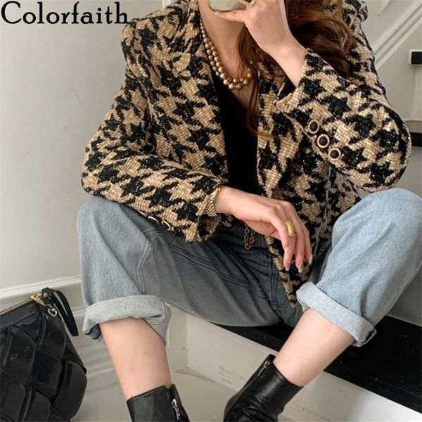colorfaith autumn winter women's blazers jackets checkered korean lady wild plaid bling short jk1292 210930, White;black
colorfaith autumn winter women's blazers jackets checkered korean lady wild plaid bling short jk1292 210930, White;black