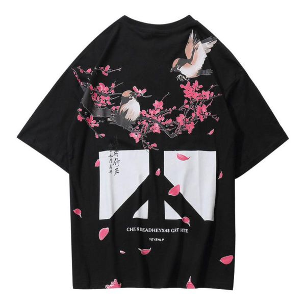 women's t-shirt chinese flowers birds anti war print tshirts short sleeve t-shirts, White
women's t-shirt chinese flowers birds anti war print tshirts short sleeve t-shirts, White