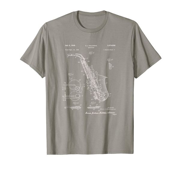 saxophone patent graphic t-shirt, White;black 
saxophone patent graphic t-shirt, White;black