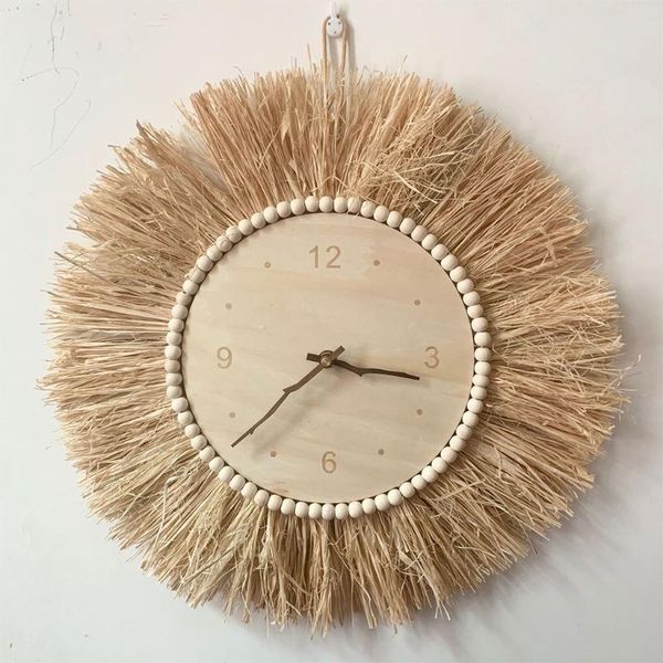 wall clocks straw clock nordic handmade woven mute kids room living bedroom study background home decoration
wall clocks straw clock nordic handmade woven mute kids room living bedroom study background home decoration