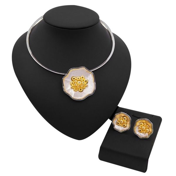 yulaili fashion classic two tone flower shape charm choker earrings for women wedding bridal fine dubai gold jewelry sets, Black
yulaili fashion classic two tone flower shape charm choker earrings for women wedding bridal fine dubai gold jewelry sets, Black