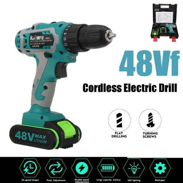 professiona electric drills 48vf 28nm cordless drill driver dual speed screwdriver + 1x li-ion battery charger
professiona electric drills 48vf 28nm cordless drill driver dual speed screwdriver + 1x li-ion battery charger
