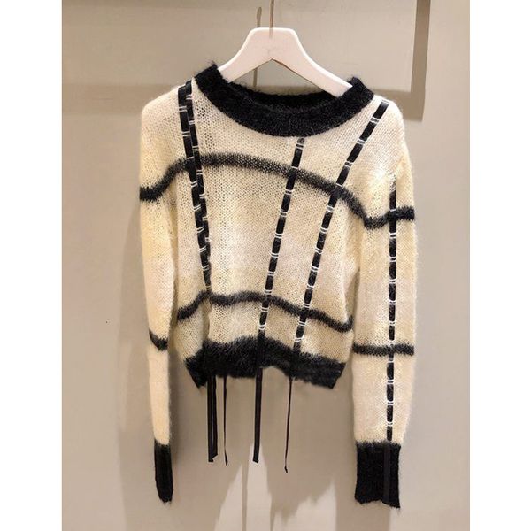 women's sweaters suéter listrado feminino, pulôver de luxo com listras para outono e inverno lnkj, White;black
women's sweaters suéter listrado feminino, pulôver de luxo com listras para outono e inverno lnkj, White;black