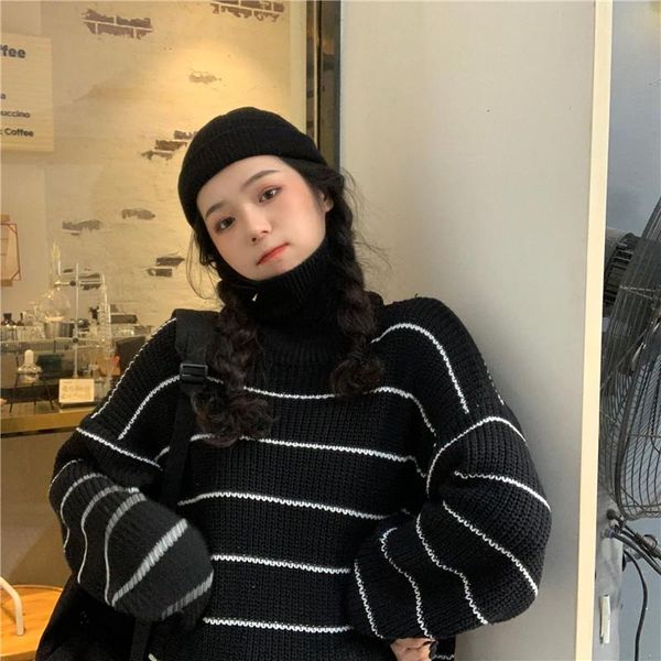 women's sweaters female korean harajuku loose lazy striped sweater japanese kawaii ulzzang vintage clothing for women, White;black
women's sweaters female korean harajuku loose lazy striped sweater japanese kawaii ulzzang vintage clothing for women, White;black