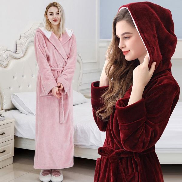 women's sleepwear autumn and winter hooded nightgown women flannel thickened lengthened bathrobe nightwear home wear, Black;red
women's sleepwear autumn and winter hooded nightgown women flannel thickened lengthened bathrobe nightwear home wear, Black;red