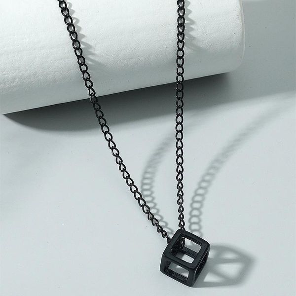 pendant necklaces fashion hollow cube necklace black geometric for women and men punk party jewelry, Silver
pendant necklaces fashion hollow cube necklace black geometric for women and men punk party jewelry, Silver