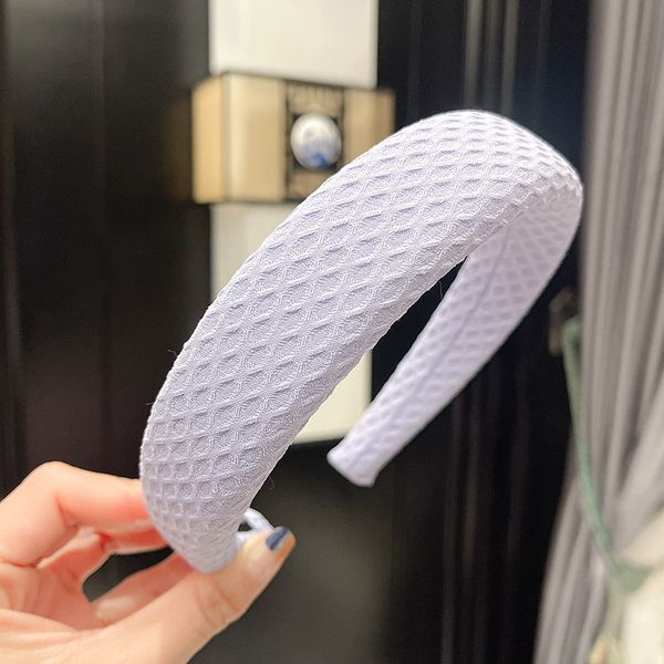 

2022 new cotton yarn cream color periwinkle blue waffle sponge headband romantic hair band hoop hair accessories for girl women, Silver