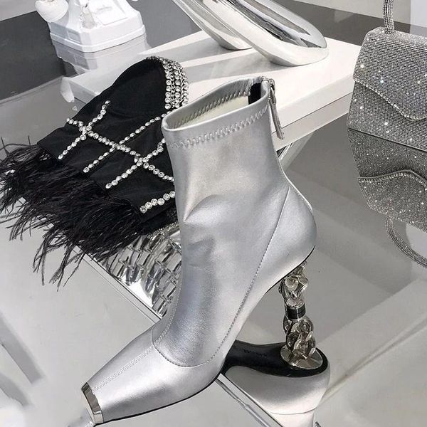 boots womens metal square toe strange high heel ankle genuine leather luxury shoes black zipper sliver 2021
boots womens metal square toe strange high heel ankle genuine leather luxury shoes black zipper sliver 2021