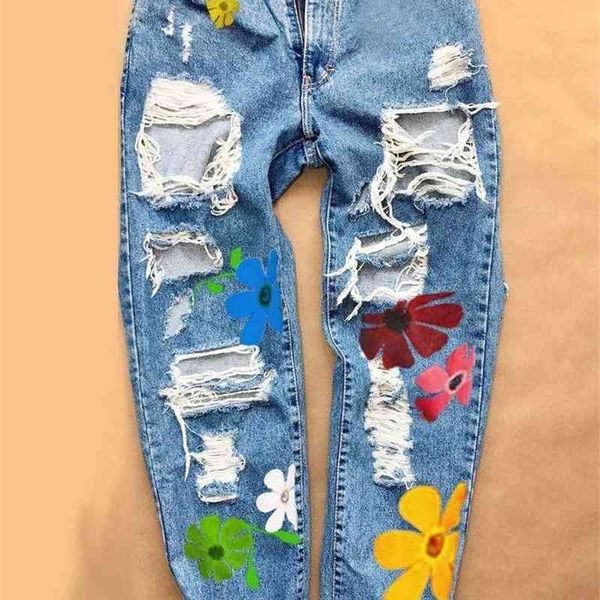 women's jeans 1printed perforated fashion high waist four seasons straight through pants 2il8, Blue
women's jeans 1printed perforated fashion high waist four seasons straight through pants 2il8, Blue