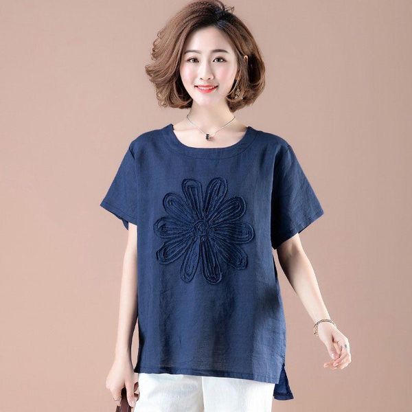 women's t-shirt 2021 fashion summer brand tee women cotton linen 3d floral embroidery short sleeve ladies t shirt, White
women's t-shirt 2021 fashion summer brand tee women cotton linen 3d floral embroidery short sleeve ladies t shirt, White