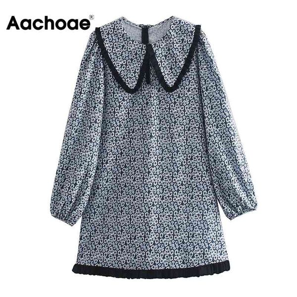 aachoae women ruffles patchwork loose mini dress floral print peter pan collar sweet dresses female long sleeve elegant dress 210413, Black;gray
aachoae women ruffles patchwork loose mini dress floral print peter pan collar sweet dresses female long sleeve elegant dress 210413, Black;gray