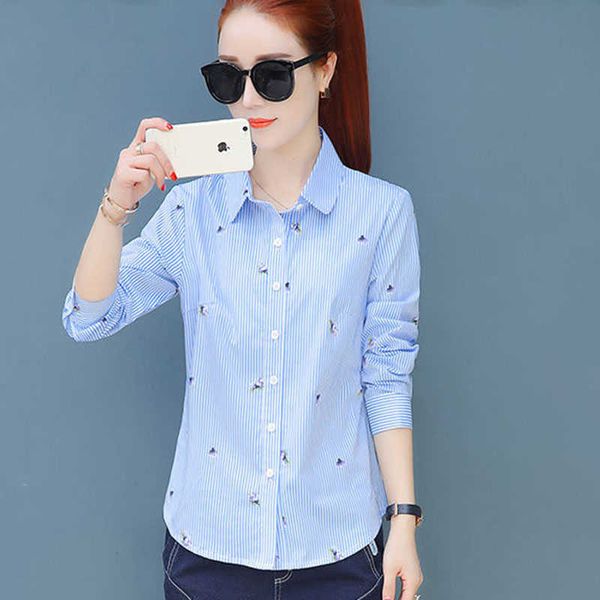 female blouse casual blue white shirt autumn winter cool long sleeve turn down collar women blusas df2253 210609
female blouse casual blue white shirt autumn winter cool long sleeve turn down collar women blusas df2253 210609