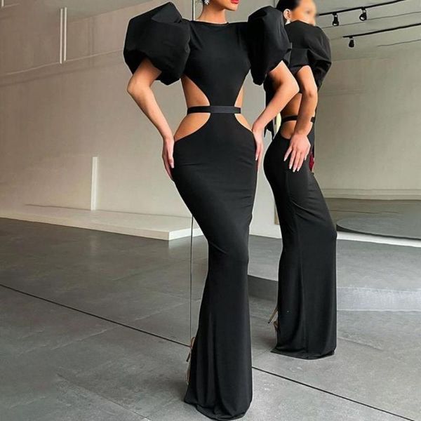 party dresses 2021 summer europe america women's dress fashion hollow out show waist solid color puff sleeve round neck formal, White;black
party dresses 2021 summer europe america women's dress fashion hollow out show waist solid color puff sleeve round neck formal, White;black