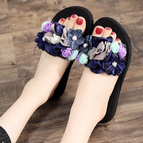 slippers 3cm high heel women's summer flowers flip-flops non-slip outer wear wedge fashion vacation beach shoes, Black
slippers 3cm high heel women's summer flowers flip-flops non-slip outer wear wedge fashion vacation beach shoes, Black