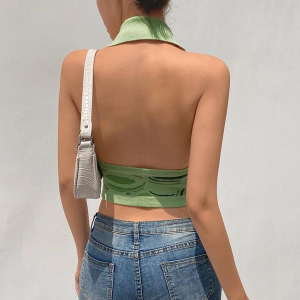women's t-shirt summer 2021 knit crop women t shirt halter neck backless spring green casual sleeveless vintage v tank, White
women's t-shirt summer 2021 knit crop women t shirt halter neck backless spring green casual sleeveless vintage v tank, White