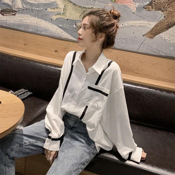 women's blouses & shirts striped long sleeve female spring summer loose casual office ladies shirt plus size womens clothing pocket, White
women's blouses & shirts striped long sleeve female spring summer loose casual office ladies shirt plus size womens clothing pocket, White