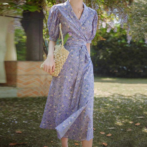 french 2021 v-neck wrap drs purple floral drs mori waist tea break skirt summer, Black
french 2021 v-neck wrap drs purple floral drs mori waist tea break skirt summer, Black