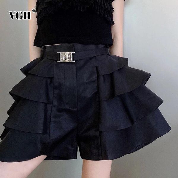 women's shorts vgh black casual patchwork metal buckle skirt female high waist loose short pants korean fashion 2021 summer clothing, White;black
women's shorts vgh black casual patchwork metal buckle skirt female high waist loose short pants korean fashion 2021 summer clothing, White;black