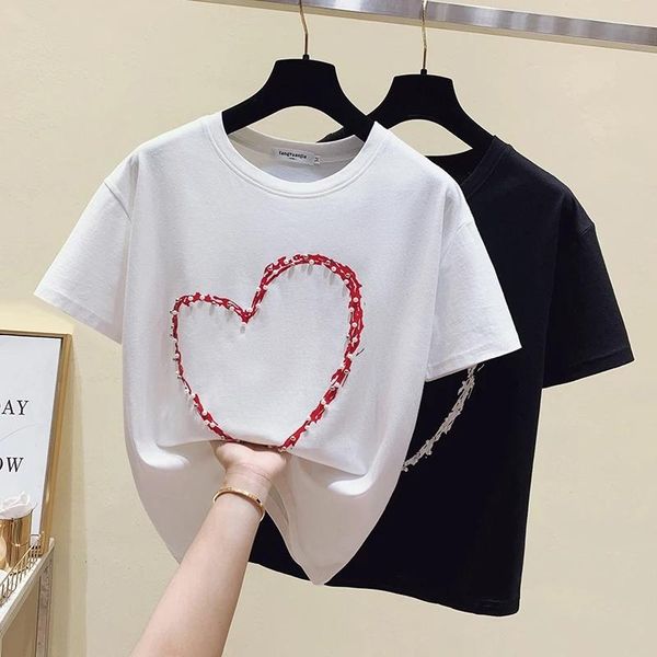 women's t-shirt ggright casual cotton basic love beading women short sleeve tee shirts female solid tees ladies summer y2k harajuku, White
women's t-shirt ggright casual cotton basic love beading women short sleeve tee shirts female solid tees ladies summer y2k harajuku, White