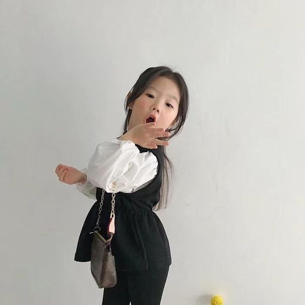 clothing sets 2021 autumn arrival girls long sleeve 2 pieces suit pants, White