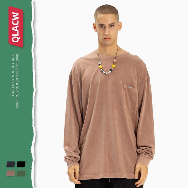 men's clothing qlacw autumn and winter 2021 fashion brand solid color 270g wash loose long sleeve t-shirt for men, White;black
men's clothing qlacw autumn and winter 2021 fashion brand solid color 270g wash loose long sleeve t-shirt for men, White;black