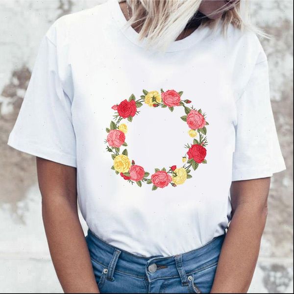 wreath flowers garland painted clothes womens short sleeve kawaii tees graphic printing fema, White
wreath flowers garland painted clothes womens short sleeve kawaii tees graphic printing fema, White