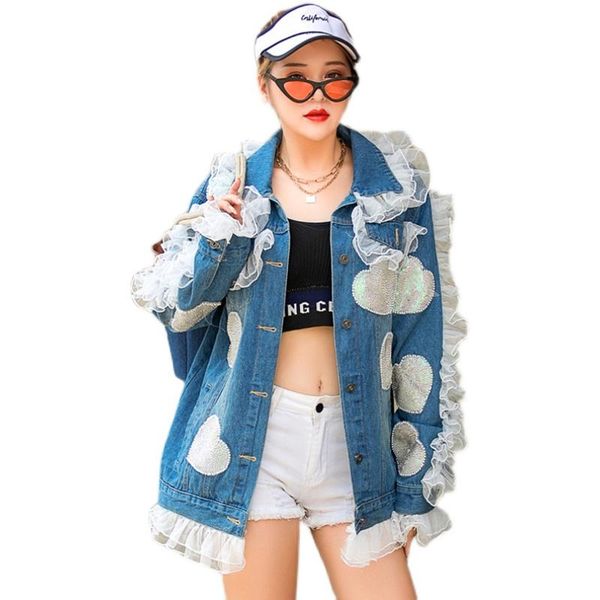 women's jackets european station heavy industry love beaded sequins loose denim jacket lace autumn and winter, Black;brown
women's jackets european station heavy industry love beaded sequins loose denim jacket lace autumn and winter, Black;brown