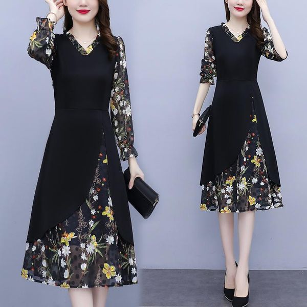 casual dresses women korean dress fashion one piece autumn spring 2021 office lady korea style long sleeve floral print v-neck, Black;gray
casual dresses women korean dress fashion one piece autumn spring 2021 office lady korea style long sleeve floral print v-neck, Black;gray
