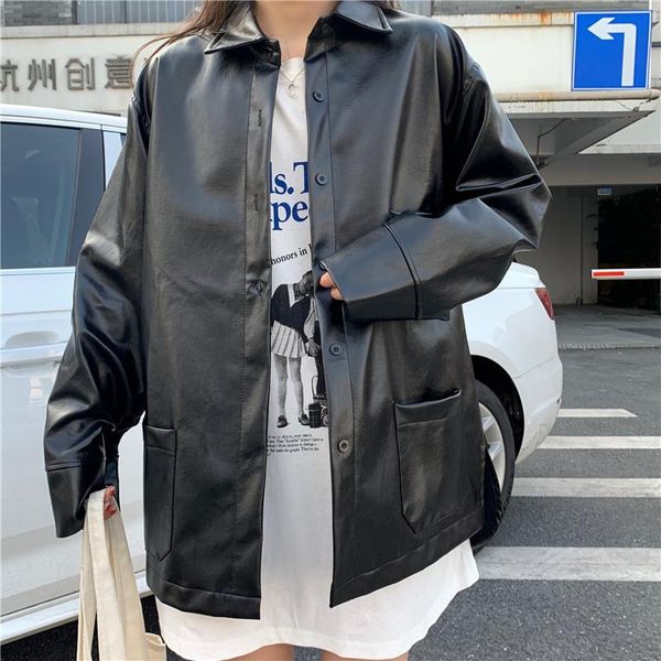 women's leather & faux uliyou 2021 women oversized pu blouses spring autumn black coat turn-down collar motor biker jacket
women's leather & faux uliyou 2021 women oversized pu blouses spring autumn black coat turn-down collar motor biker jacket