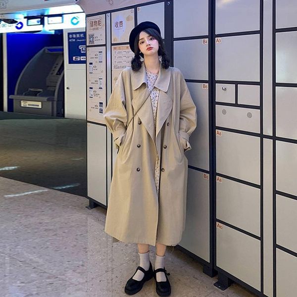 women's trench coats small middle long loose spring and autumn student windbreaker coat women 2021 korean version british style, Tan;black 
women's trench coats small middle long loose spring and autumn student windbreaker coat women 2021 korean version british style, Tan;black