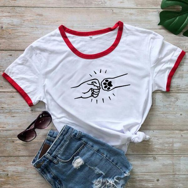 women's t-shirt high five with dogs funny printed women t shirts fist bump doggy kawaii woman clothes plus size momlife 2021, White
women's t-shirt high five with dogs funny printed women t shirts fist bump doggy kawaii woman clothes plus size momlife 2021, White