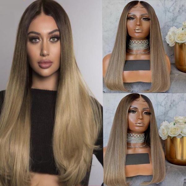 synthetic wigs 13*4 lace front for women ombre brown blonde long silky straight natural full, Black
synthetic wigs 13*4 lace front for women ombre brown blonde long silky straight natural full, Black