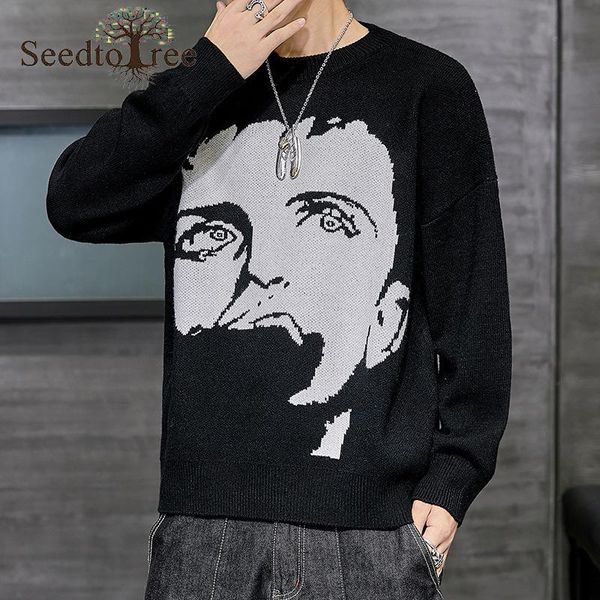 men's sweaters abstract character pattern casual sweater long sleeve round neck large size pullover, White;black
men's sweaters abstract character pattern casual sweater long sleeve round neck large size pullover, White;black