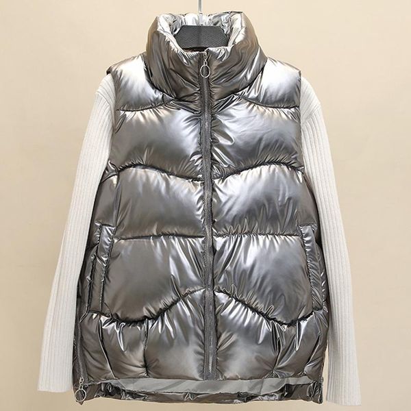 women's vests 2021 autumn winter women glossy vest sleeveless coat zipper plus size woman waistcoat warm short outwear female parkas m-, Black;white
women's vests 2021 autumn winter women glossy vest sleeveless coat zipper plus size woman waistcoat warm short outwear female parkas m-, Black;white