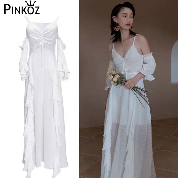 elegant white maxi dress women summer v-neck polka dot lantern sleeve straw string ruffles dresses chic party night 210421
elegant white maxi dress women summer v-neck polka dot lantern sleeve straw string ruffles dresses chic party night 210421