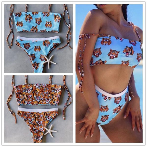 women's swimwear 2021 split swimsuit bikini tiger print, White;black
women's swimwear 2021 split swimsuit bikini tiger print, White;black