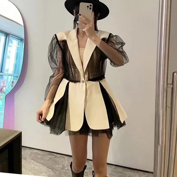 women's suits & blazers getspring women blazer temperament vintage full sleeve ladies suit coat perspective mesh spliced irregular fema, White;black
women's suits & blazers getspring women blazer temperament vintage full sleeve ladies suit coat perspective mesh spliced irregular fema, White;black