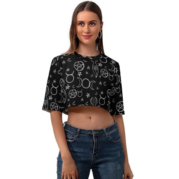 women's t-shirt moon crop t shirt street wear simple woman short-sleeve pattern o neck polyester tshirt, White
women's t-shirt moon crop t shirt street wear simple woman short-sleeve pattern o neck polyester tshirt, White