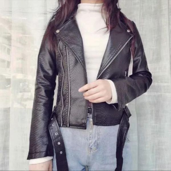 women's leather & faux 2021 fashion women autunm winter black fake jackets lady pu zipper pocket motorcycle outerwear coat belt
women's leather & faux 2021 fashion women autunm winter black fake jackets lady pu zipper pocket motorcycle outerwear coat belt