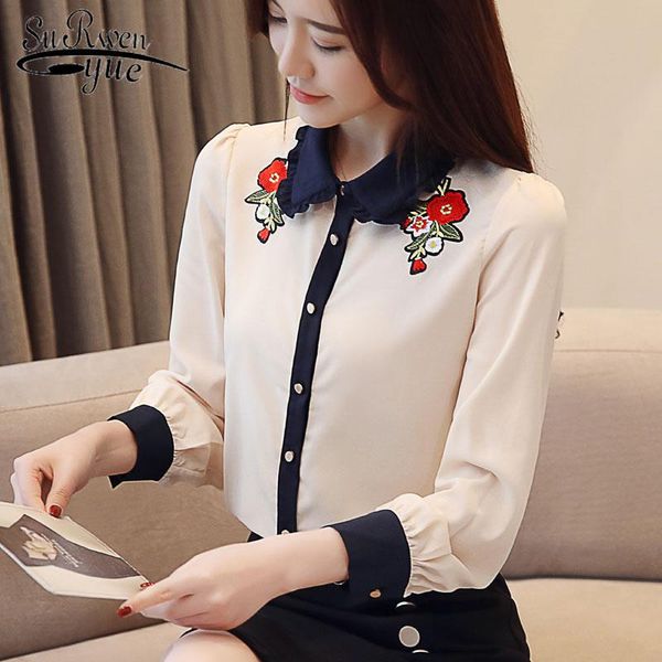 women's blouses & shirts shirt long sleeved chiffon blouse womens and loose causal embroidery women 1805 50, White
women's blouses & shirts shirt long sleeved chiffon blouse womens and loose causal embroidery women 1805 50, White