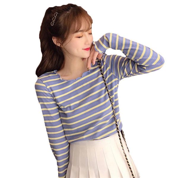 women's t-shirt 2021 style spring autumn striped long-sleeved girls t shirts 38b, White
women's t-shirt 2021 style spring autumn striped long-sleeved girls t shirts 38b, White