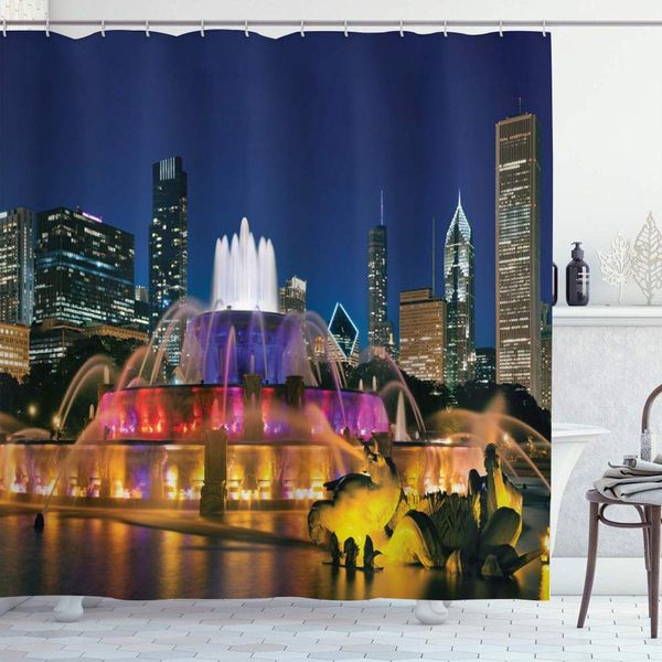 183 shower curtain set with 12 hooks,chicago skyline buckingham fountain landmark in the center of grant park vibrant
183 shower curtain set with 12 hooks,chicago skyline buckingham fountain landmark in the center of grant park vibrant