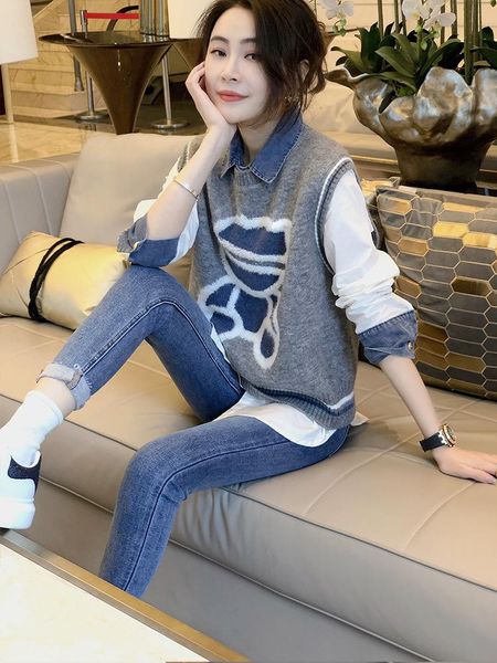 women's tracksuits fanlisiyang temperament vest suit shirt two piece casual fashion clothes autumn spring 2021, Gray
women's tracksuits fanlisiyang temperament vest suit shirt two piece casual fashion clothes autumn spring 2021, Gray