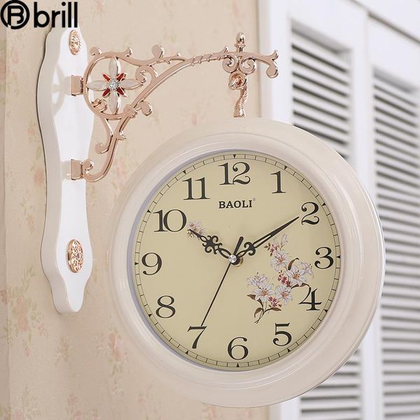 wall clocks double faced luxury wood large clock modern design creative vintage hanging living room reloj de pared decor 
wall clocks double faced luxury wood large clock modern design creative vintage hanging living room reloj de pared decor