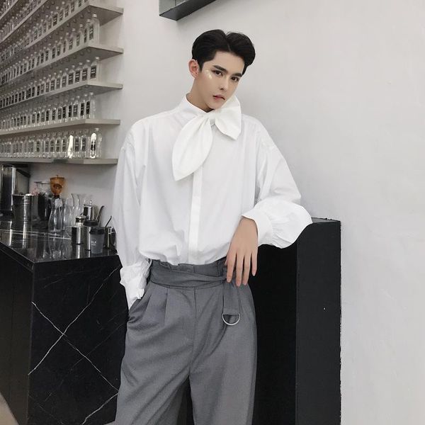 men's casual shirts early autumn designer's alternative leaf collar niche shirt fashion menswear oversize wide long sleeve, White;black
men's casual shirts early autumn designer's alternative leaf collar niche shirt fashion menswear oversize wide long sleeve, White;black